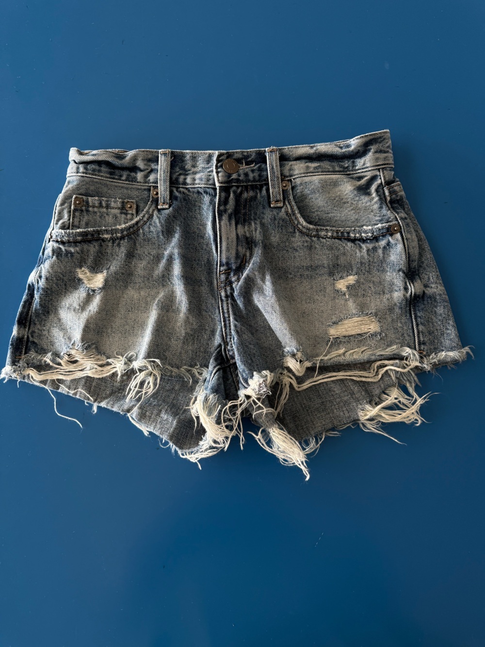 Pistols Distressed Denim Jean Shorts. Size 24. Excellent Condition.